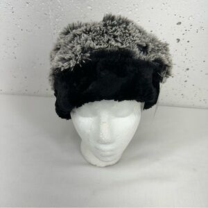 Pandemonium Millinery Large Cuffed Reversible Silver Tipped Fox & Black Hat New